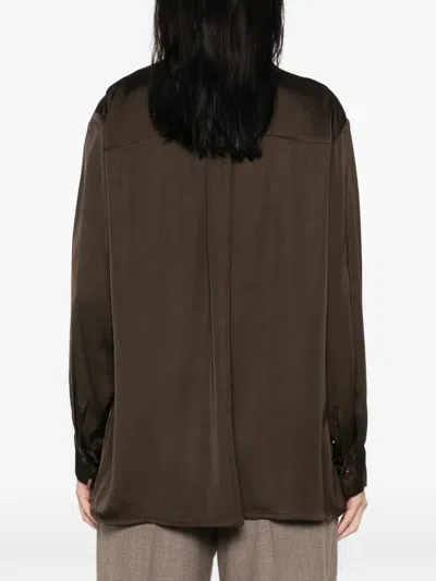 Dixie Satin-finish Button-up Shirt In Brown