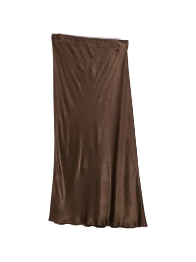 Dixie Satin-finish Skirt In Brown
