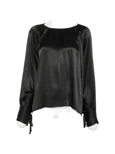 Dixie Satin-finish Tie-cuff Top In Black