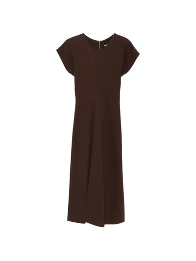 Dixie Short-sleeve A-line Maxi Dress In Brown