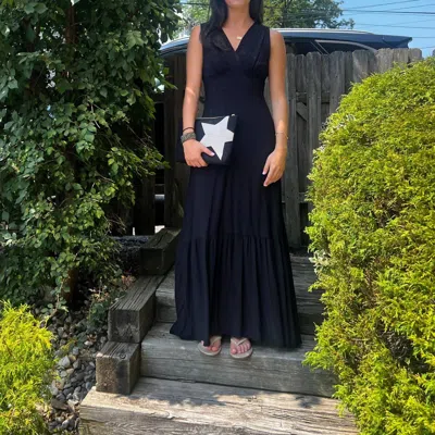 Dixie Sofie Tiered V Neck Long Dress In Black