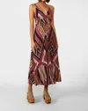 Dixie Studio Long Pleated Geometric Design Dress In Multi
