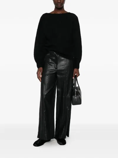 Dixie Twist-detail Open-back Sweater In Black