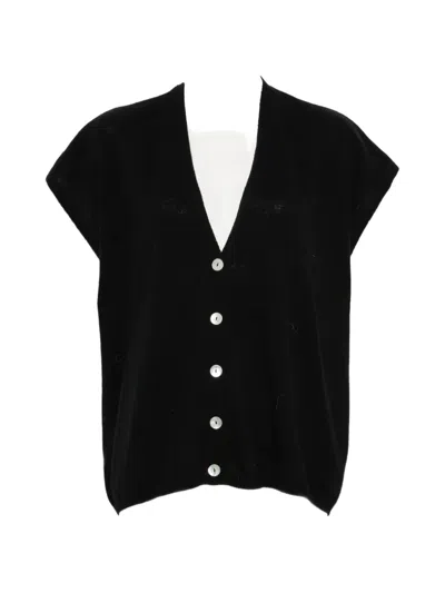 Dixie V-neck Button-up Cardigan In Black