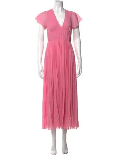Pre-owned Dixie V-neck Midi Length Dress In Pink
