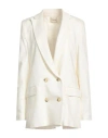 Dixie Woman Blazer Ivory Size M Viscose, Linen, Cotton, Elastane In White