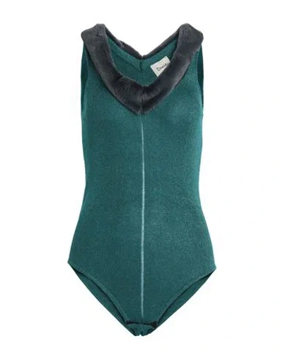 Dixie Woman Bodysuit Deep Teal Size M Viscose, Polyamide, Metallic Fiber In Green