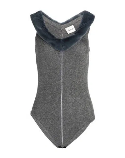 Dixie Woman Bodysuit Grey Size M Viscose, Polyamide, Metallic Fiber In Gold