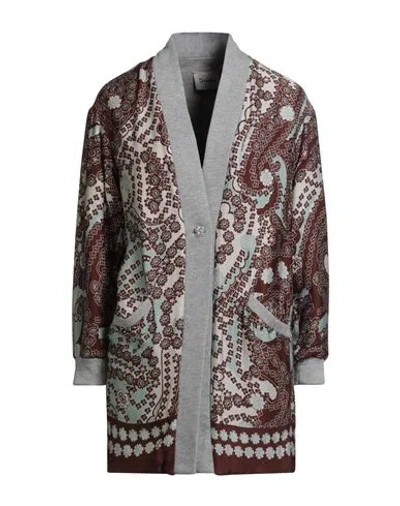 Dixie Woman Cardigan Chocolate Brown Size S Viscose, Cotton In Burgundy