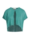 Dixie Woman Cardigan Turquoise Size M Viscose, Metallic Fiber, Polyamide In Blue