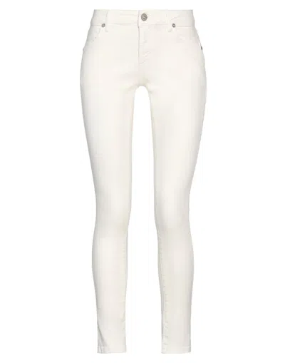 DIXIE DIXIE WOMAN JEANS IVORY SIZE XS COTTON, POLYESTER, ELASTANE