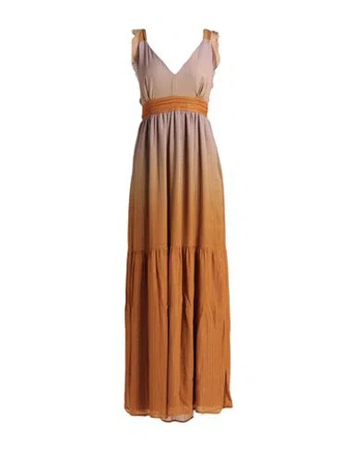 Dixie Woman Maxi Dress Brown Size M Viscose, Polyamide