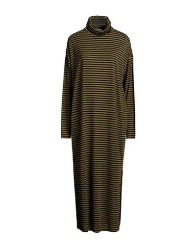 Dixie Woman Maxi Dress Military Green Size M Polyester, Viscose, Elastane In Brown