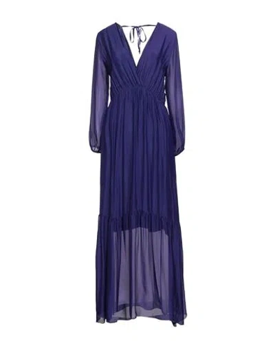 Dixie Woman Maxi Dress Purple Size M Viscose, Silk In Blue