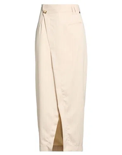 Dixie Woman Maxi Skirt Beige Size M Polyester, Elastane, Viscose In Neutral