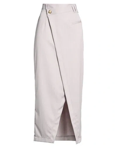 Dixie Woman Maxi Skirt Grey Size M Polyester, Elastane, Viscose In Gray
