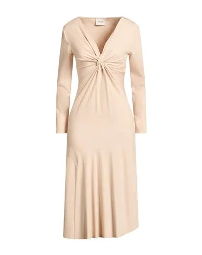 Dixie Woman Midi Dress Beige Size M Viscose, Polyamide, Elastane In Neutral