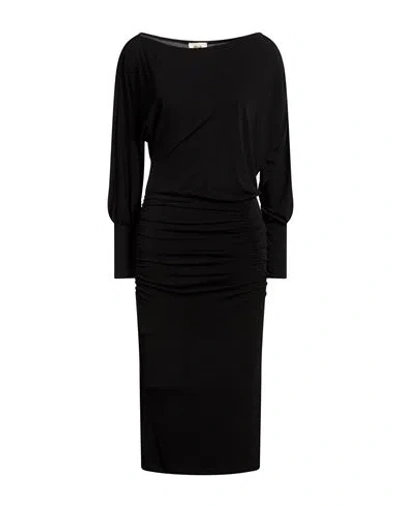 Dixie Woman Midi Dress Black Size S Polyester, Elastane