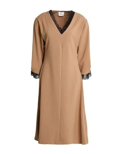 Dixie Woman Midi Dress Camel Size S Polyester, Viscose, Elastane In Nude