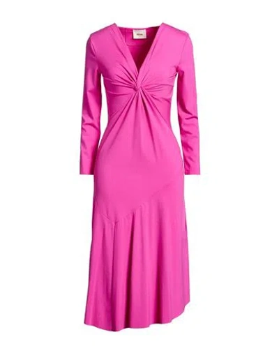 Dixie Woman Midi Dress Fuchsia Size M Viscose, Polyamide, Elastane In Pink