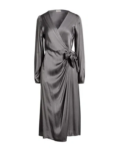 Dixie Woman Midi Dress Grey Size S Viscose In Gray