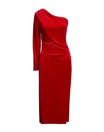 Dixie Woman Midi Dress Red Size M Polyester, Elastane