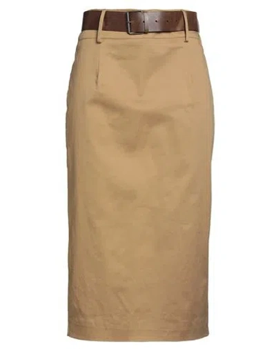 Dixie Woman Midi Skirt Camel Size M Cotton, Elastane