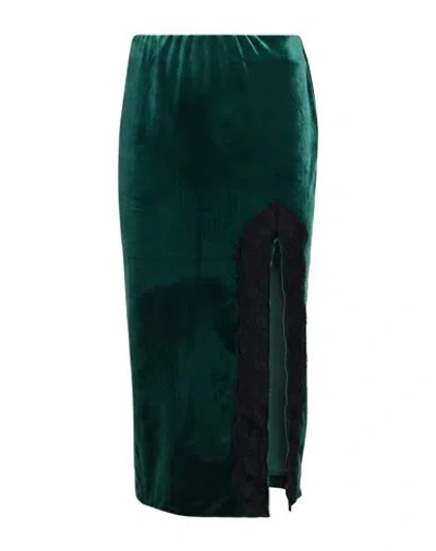 Dixie Woman Midi Skirt Dark Green Size M Polyester, Elastane