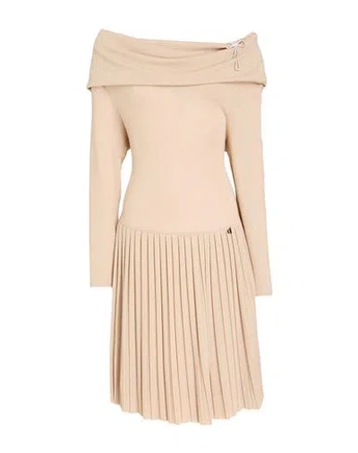 Dixie Woman Mini Dress Beige Size S Polyester, Viscose, Elastane In Sand