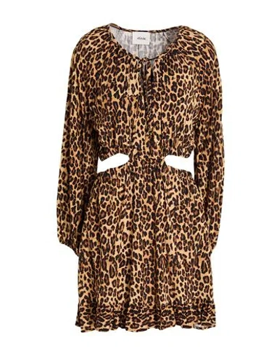 Dixie Woman Mini Dress Camel Size M Viscose In Animal Print