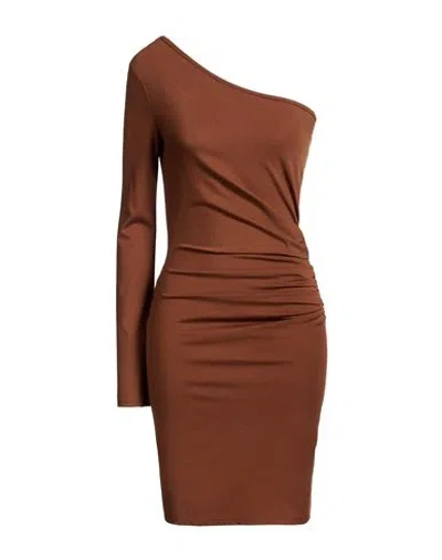 Dixie Woman Mini Dress Chocolate Brown Size M Viscose, Polyamide, Elastane