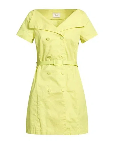 Dixie Woman Mini Dress Lime Green Size M Cotton, Elastane In Yellow