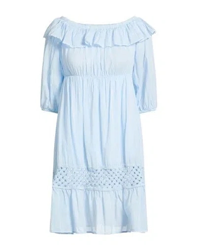 Dixie Woman Mini Dress Sky Blue Size S Cotton In Brown