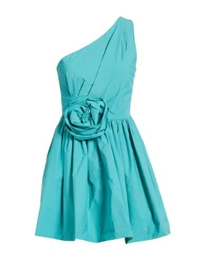 Dixie Woman Mini Dress Turquoise Size S Polyamide In Blue