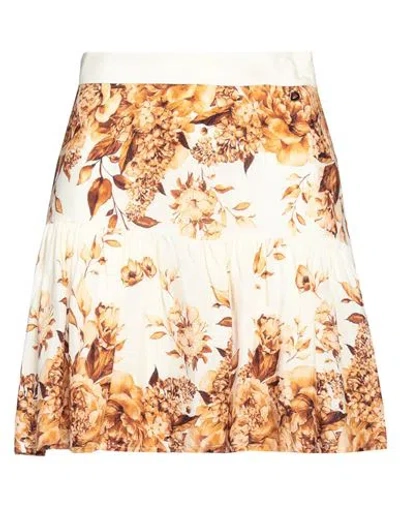 Dixie Woman Mini Skirt Beige Size S Viscose