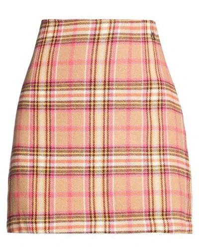 Dixie Woman Mini Skirt Camel Size M Wool, Polyester In Multi