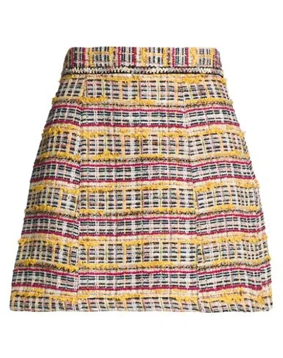 Dixie Woman Mini Skirt Yellow Size M Polyester, Cotton, Acrylic, Wool