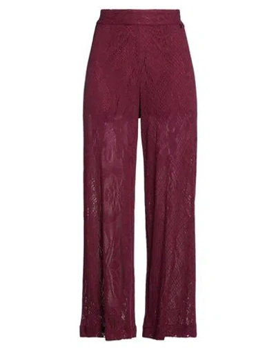 Dixie Woman Pants Burgundy Size S Cotton, Polyester