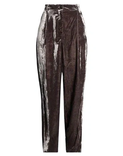 Dixie Woman Pants Grey Size M Polyester In Brown