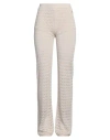 Dixie Woman Pants Ivory Size L Viscose, Polyester In White