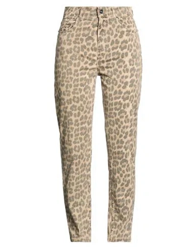 Dixie Woman Pants Light Brown Size 28 Cotton, Elastic Fibres In Multi