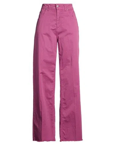 Dixie Woman Pants Mauve Size L Cotton, Elastane In Purple