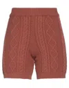 Dixie Woman Shorts & Bermuda Shorts Rust Size M Viscose, Polyamide, Polyester In Red
