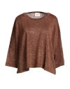Dixie Woman Sweater Brown Size M Viscose, Metallic Polyester, Polyamide, Polyester In Brown