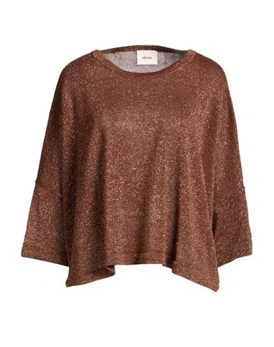 Dixie Woman Sweater Brown Size M Viscose, Metallic Polyester, Polyamide, Polyester