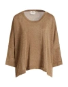 Dixie Woman Sweater Khaki Size S Viscose, Metallized Polyamide, Polyamide, Polyester In Brown