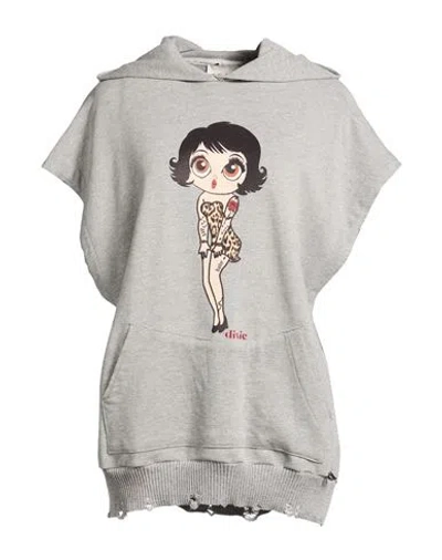 Dixie Woman Sweatshirt Grey Size M Cotton, Polyester In Gray