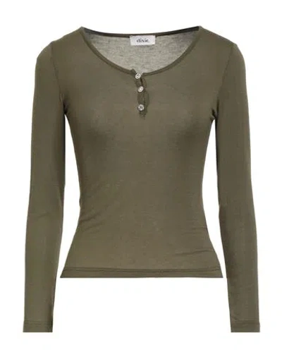 Dixie Woman T-shirt Military Green Size M Viscose, Wool, Elastane, Cashmere