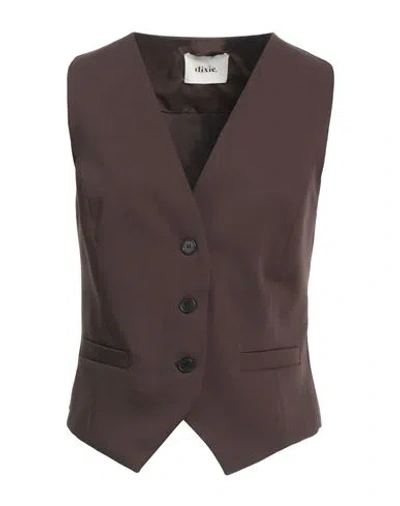 Dixie Woman Tailored Vest Brown Size M Polyester, Viscose, Wool, Elastane