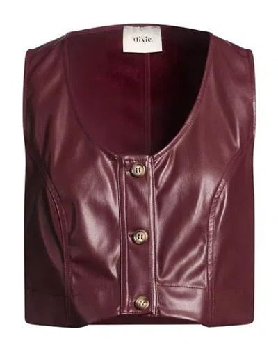 Dixie Woman Tailored Vest Burgundy Size M Polyurethane In Red